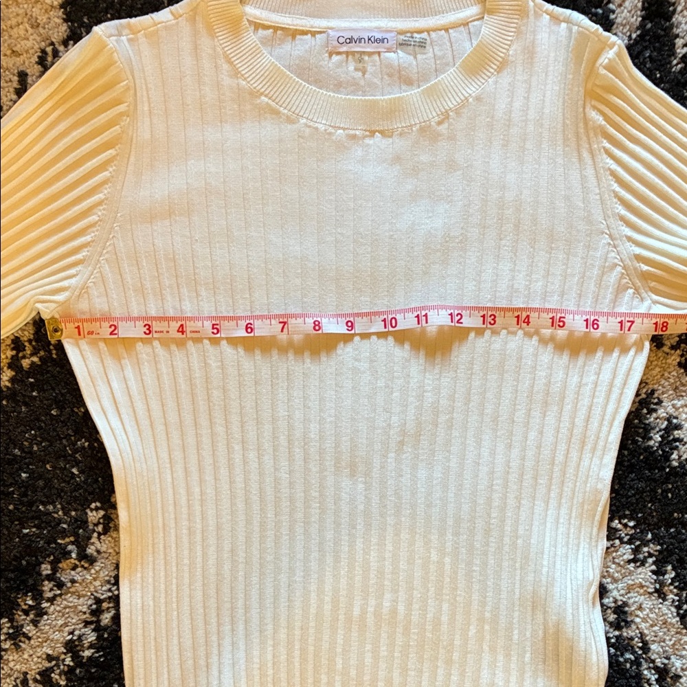 Calvin Klein Women's Ribbed Ivory Sweater - Picture 7 of 8